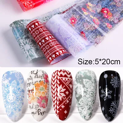 1 Bag Nail Art Transfer Stickers New Snowflake Pattern Bright Nail Foils Decals • $2.28