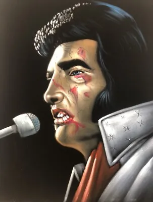 Halloween Zombie Elvis Presley Black Velvet Oil Painting Handpainted Signed Art • $150
