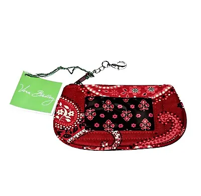 Vera Bradley Clip Zip ID Wallet Mesa Red Retired Paisley New With Tags! • $14.95