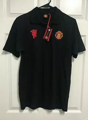 MANCHESTER UNITED Men Black Short Sleeve Polo Shirt S Official Merchandise NEW • $9.99