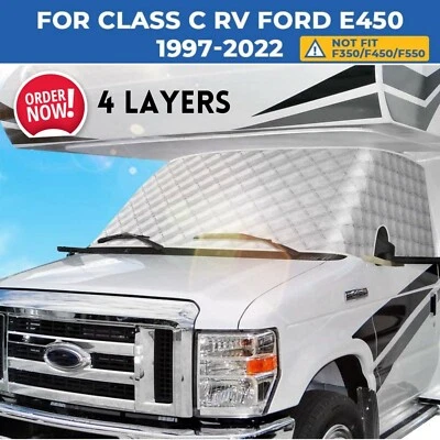 Windshield Cover For Ford E450 1997-2022 Class C RV Motorhome Privacy Sunshade • $76.56