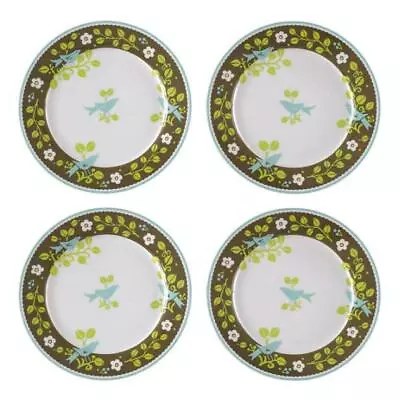 Vera Bradley Set 4 Sittin' In A Tree 8  China Dessert Plates Andrea By Sadek NIB • $64.99