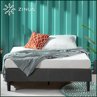 $359 • Buy Zinus Curtis Fabric Ensemble Bed Base Upholstered Grey Frame Double Queen Size