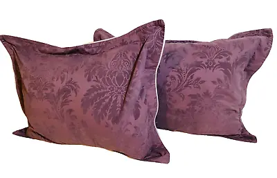 Pair Martha Stewart Standard Pillow Shams Jacquard Damask Plum 100% Cotton • $28