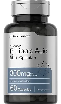 R Lipoic Acid 300mg | 60 Capsules | Plus Biotin Optimizer | By Horbaach  • $13.95