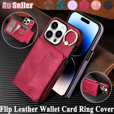 For IPhone 15 14 13 12 11 Pro Max 15 14 Plus Case Leather Wallet Card Slot Cover • $15.99