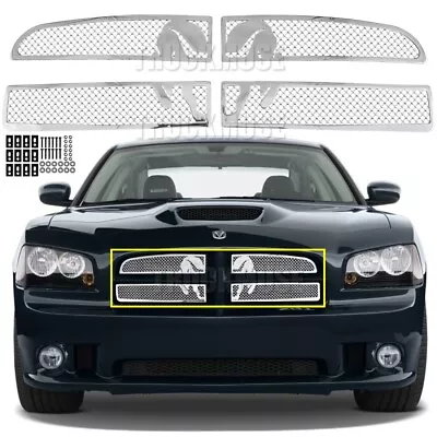 For 2005-2010 Dodge Charger Honeycomb Style Front Mesh Grille Chrome Grill Combo • $97.99