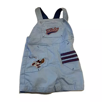 Disney Store Mickey Mouse Baseball Shorts Overalls Baby Boys Size 3-6 Months • $9.50