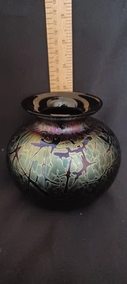 £14.99 • Buy Royal Brierley Iridescent  Studio Glass Vase By Michael Harris