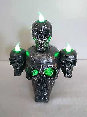 Quad Skull LED Light Up Skulls Halloween Decor. 5  Plastic Figurine Green Glow • $5.60