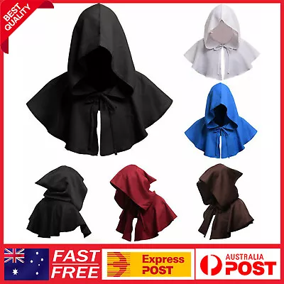Witch Reversible Hood Cape Halloween Medieval Magic Wizard Cloak Cosplay Hat AU • $19.59