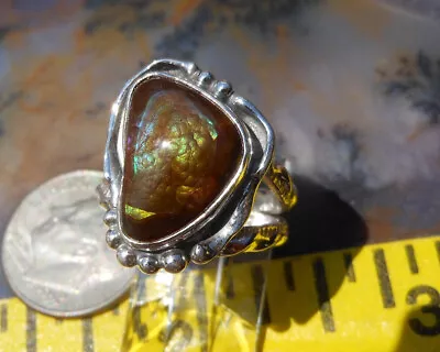 Mexican Fire Agate Gem In Custom Sterling Silver Ring D73 • $195