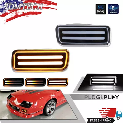 Clear Switchback LED DRL Turn Signal Lights Set Of 2 For 85-92 Chevy Camaro Z28 • $66.99