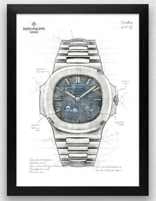 £15.99 • Buy Patek Philippe Nautilus Watch Technical Drawing Illustration Artwork - Print 