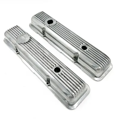 Pair OE LT1 Style Aluminum Valve Covers W/ Gaskets For Small Block Chevy SBC • $244.99