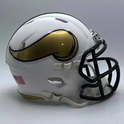 Minnesota Vikings CUSTOM Matte White - Metallic Gold Mini Football Helmet • $65