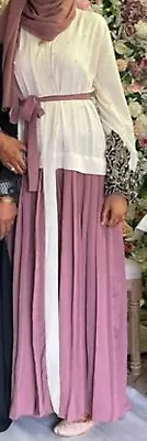 Womens Muslim Long Sleeve A Line Dubai Abaya Maxi Dress - With Dupatta - SIZE 58 • £27
