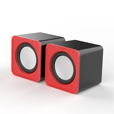 3W 2.0 USB Mini Computer Wired Speaker For Desktop Laptop Gaming Red Colour • £6.99