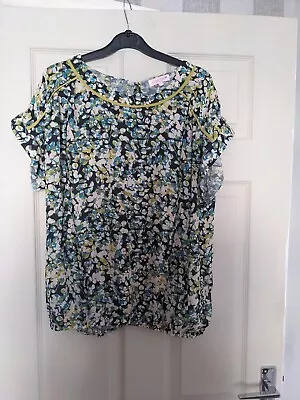 Butterfly By Matthew Williamson Size 14 Blouse Black/Green Floral • £1.99