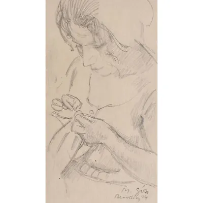 Hans Gött Portrait Of Women Munich New Secession Sign Pencil Drawing 1924 • $202.73