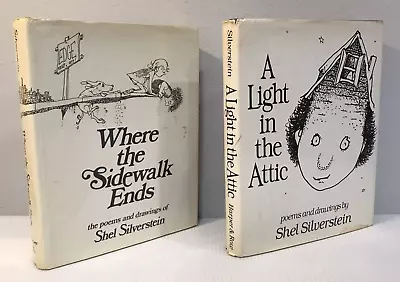 Lot Of 2 Shel Silverstein HC DJ Books A LIGHT IN THE ATTIC WHERE SIDEWALK ENDS • $15.99