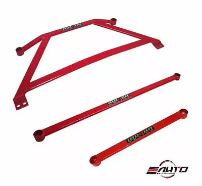 MEGAN 3pc Front + Rear Lower Bar + H Brace For CIVIC 06-11 FG1 FG2 FA1 FA5 Red • $229.99