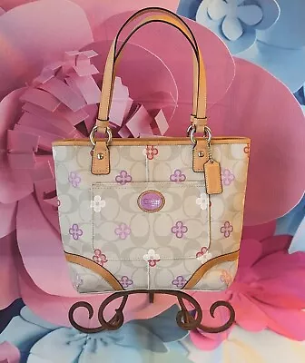 Authentic COACH Peyton Signature Purple & Pink Floral Accent Shoulder Bag • $149