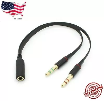 3.5mm Audio Mic Y Splitter Cable Headphone Adapter Female To 2 Male US SHIP • $2.99