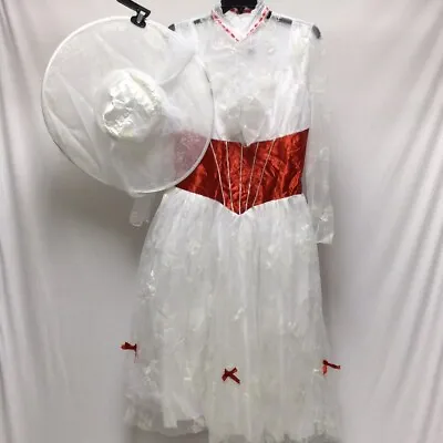 Disguise 66110B Womens White Red Mary Poppins Deluxe Costume Size Medium Used • $49.99