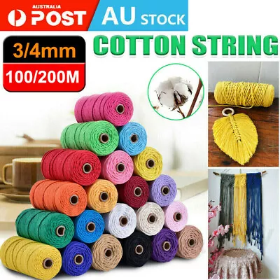 3mm 200M Natural Cotton Twisted Cord Craft Macrame Artisan Rope Craft String  • $13.29
