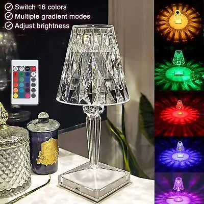 LED Diamond Table Lamp Touch USB Charge Bedside Crystal Desk Night Light • $26.96