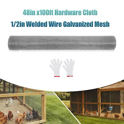 4x100ft Hardware Cloth   1/2 Inch Galvanized Welded Cage Wire Mesh • $108.30