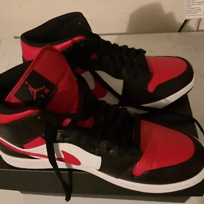 Size 11 - Jordan 1 Mids Red White And Black  • $54