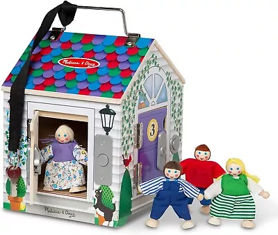 Melissa & Doug Take-Along Wooden Doorbell Dollhouse With Doorbell Sounds Keys • $33.33