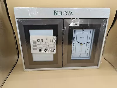 Bulova Ceremonial Analog Hinged Metal Picture Frame Tabletop Clock Silver Tone • $17.95