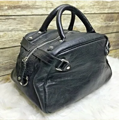 H&M M By Madonna Black Leather Handbag Weekender • £100