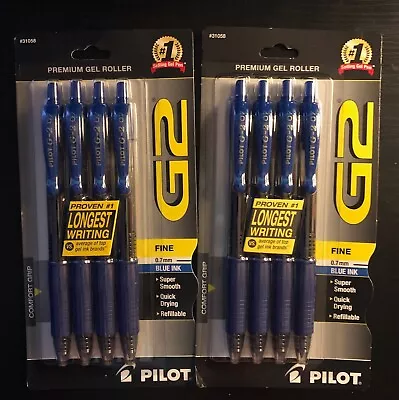 PILOT G2 Premium Rolling Ball Gel Pens - Fine Point .7MM - Blue - 4pk (2) - NEW! • $12.98