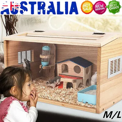 $68 • Buy Hamster Rabbit Cage Nest House W/ Acrylic Clear Board Nesting Habitat Visible AU
