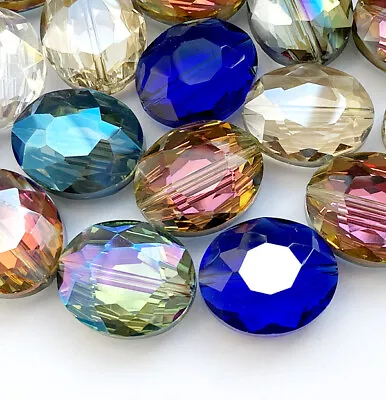 20x24mm Large Size Faceted Multi-color Crystal Quartz Flat Oval Beads 10PCS • $7.99