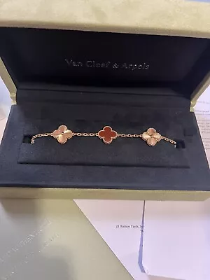 Van Cleef & Arpels Alhambra Bracelet Carnelian Guilloche 5motifs Only 5times Use • $5900