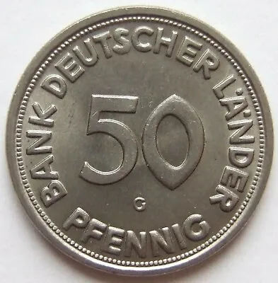 Coin 50 Pfennig 1950 G Bank Deutscher Länder IN • £735.09