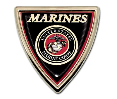 U.S. Marine Corps Seal - USMC 3” X 3” Shield Chrome Metal Auto Emblem • $16.95