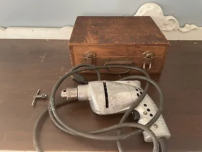 Vintage Millers Falls Company 1/4 Inch Electric Drill Model B With Wooden Case! • $26.99