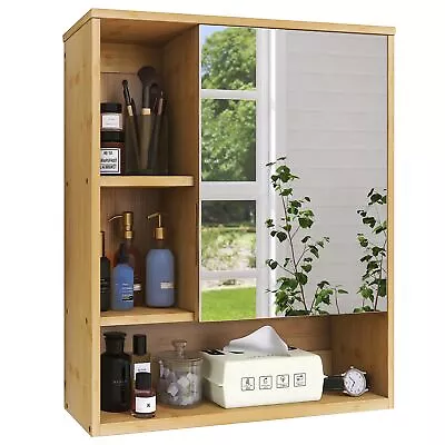 Bathroom Mirror Cabinet Wall Mounted Bamboo Space Saver Medicine Cabinet Wa... • $126.97