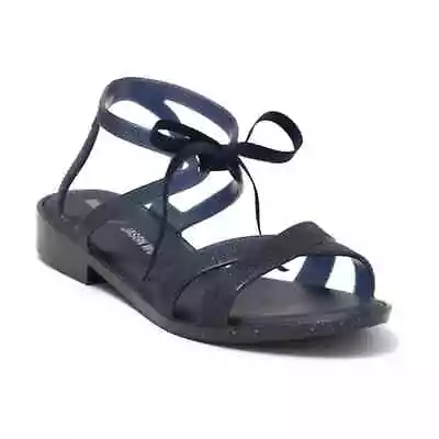 Melissa X Jason Wu Womens 9 Ophelia Low Sandal In Dark Blue Glitter NEW • $59.99