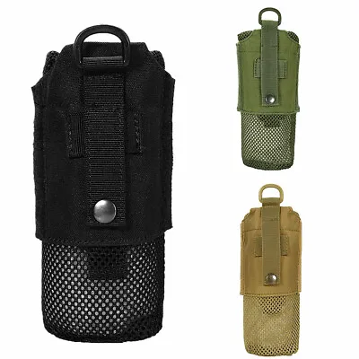 Outdoor Water Bottle Pouch With Molle Straps Belt Clip Foldable Mesh Holder Bag • $11.69