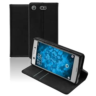 $15.29 • Buy Artificial Leather Case For Sony Xperia XZ1 Compact - Bookstyle Black Cover