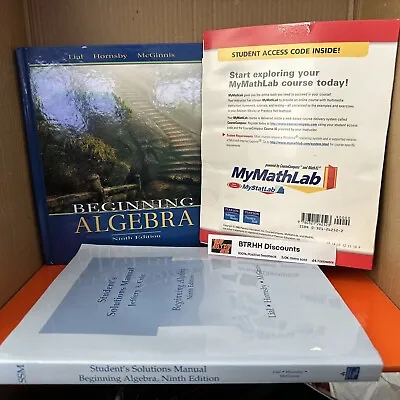New Beginning Algebra Ninth Edition W/ Solution Manual & MyMathLab Online Course • $40.99