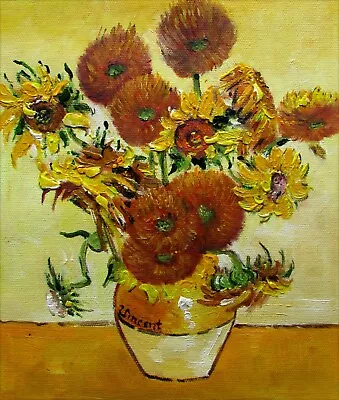 Van Gogh 14 Sunflowers Repro Quality Hand Painted Oil Painting 8x10in • $49.95