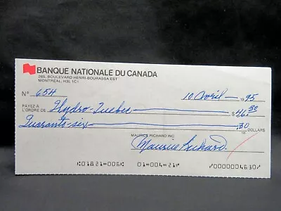 MAURICE “ROCKET” RICHARD Signed Cancelled Cheque Montreal Canadiens • $193.97